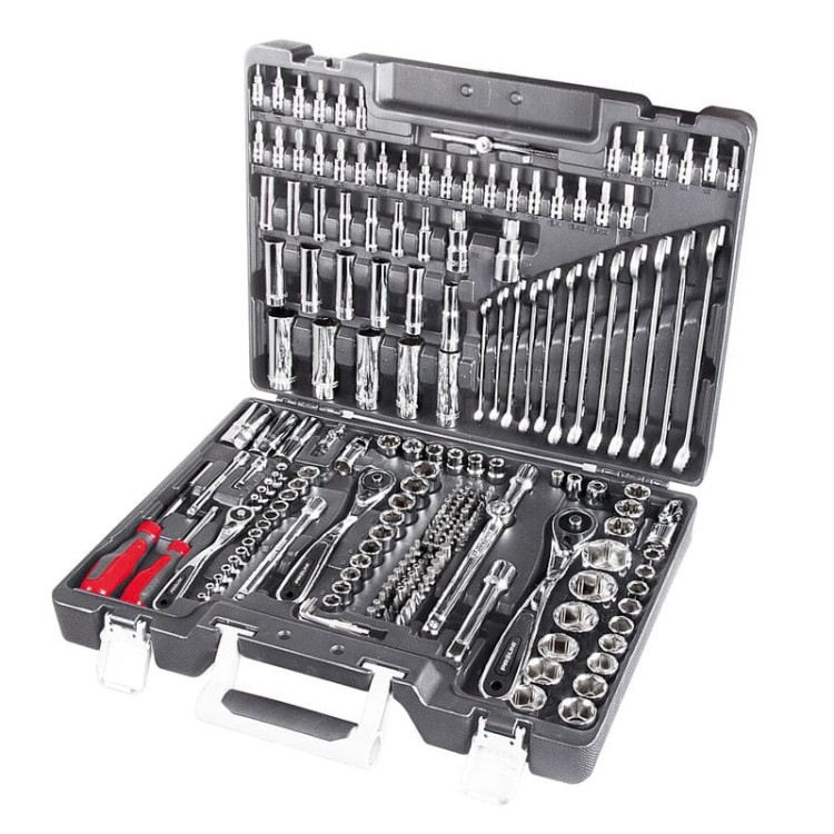 Zestaw kluczy nasadowych 1/4", 3/8", 1/2" 3.5-32mm + klucze oczkowo-płaskie 8-19mm PROLINE 58217